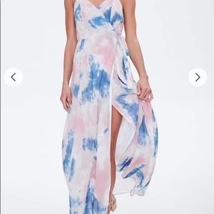 Pink & blue tie dye dress